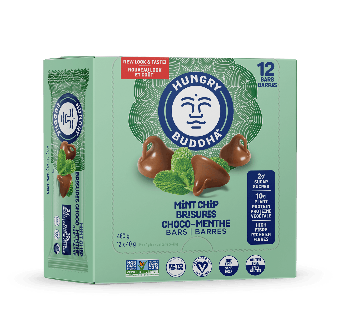 Hungry Buddha Keto Bars - Mint Chip Bars - Buddha Brands CA