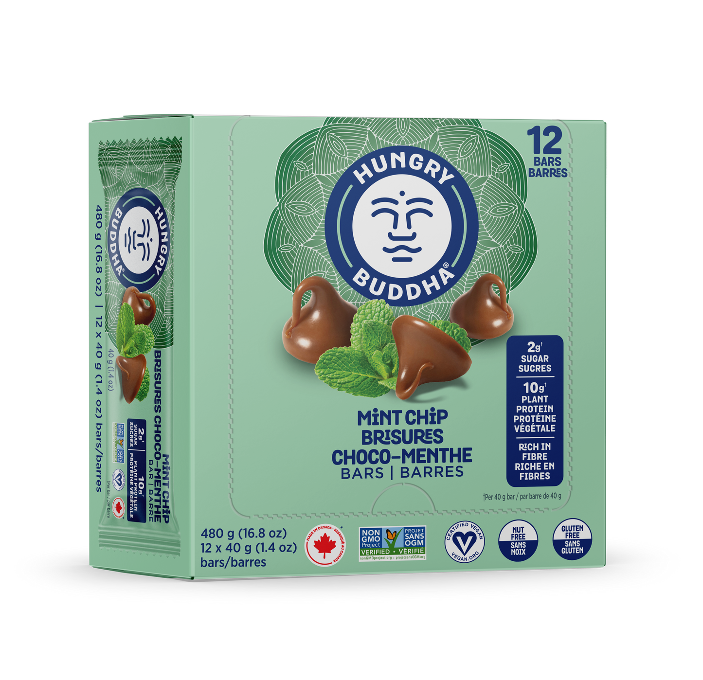 Hungry Buddha Keto Bars - Mint Chip Bars - Buddha Brands CA